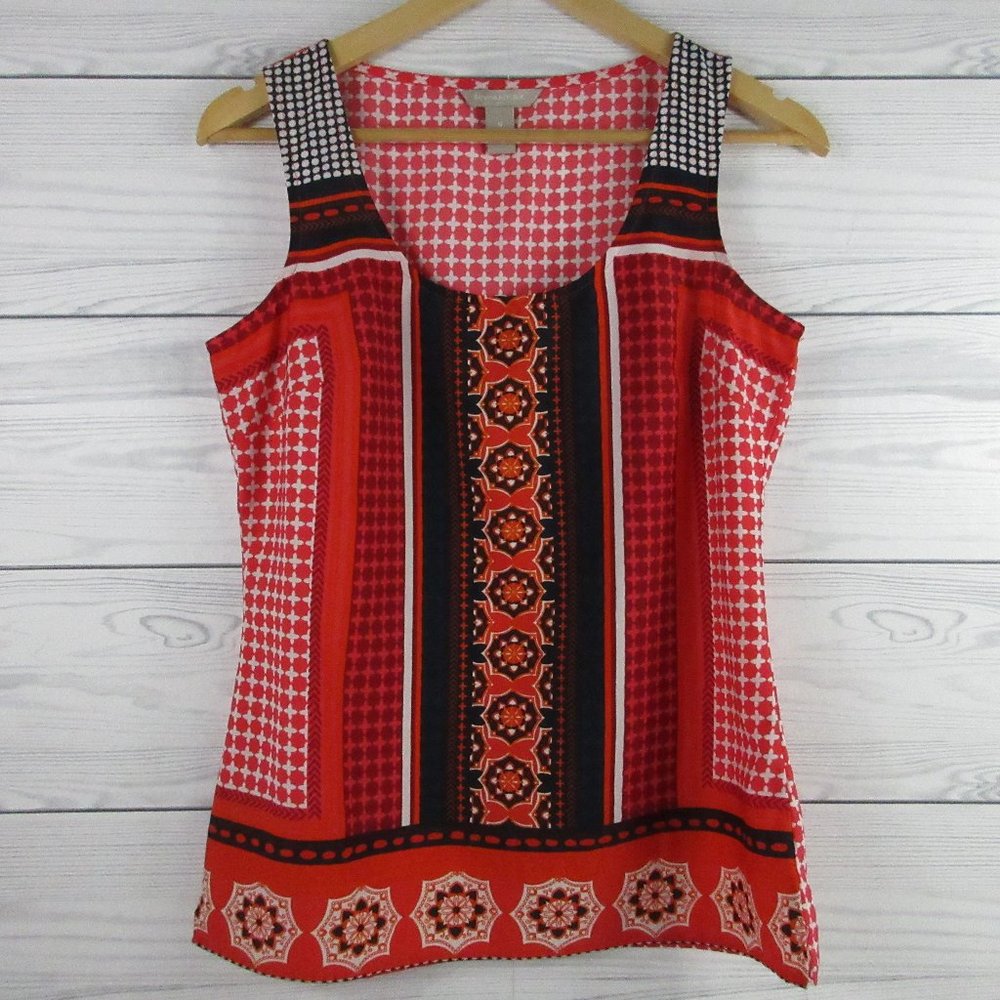 Banana Republic Top Women Small Sleeveless Colorful Damask Work Casual Office